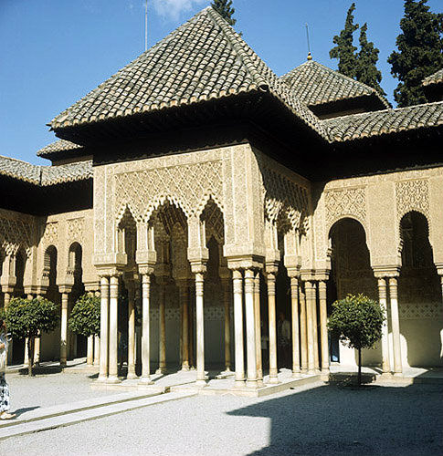 Spain, Granada, the Alhambra 14th century, east Pavilion portico of the Lion Court