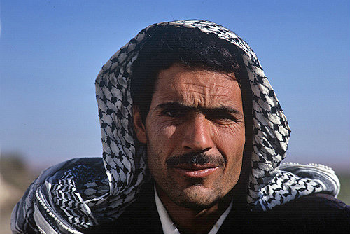 Syrian man wearing kheffiyeh