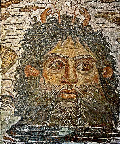Oceanus, Greek and Roman god, personification of the sea, third century, Roman mosaic, Sousse Museum, Sousse, Tunsia