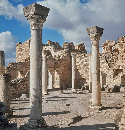 Section of the baths, Dougga, ancient Thugga, Roman city founded 6th century BC, Tunisia