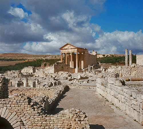 Temple of Jupiter, Juno and Minerva 166-7AD, Dougga, ancient Thugga, Roman city founded 6th century BC, Tunisia