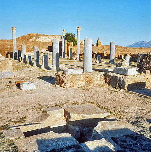 Roman temple converted into church 6th century AD, Thuburbo Majus, Roman city begun 27 BC, Tunisia