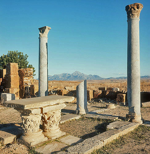 Roman temple converted into church, 6th century AD, Thuburbo Majus, Roman city begun 27 BC, Tunisia