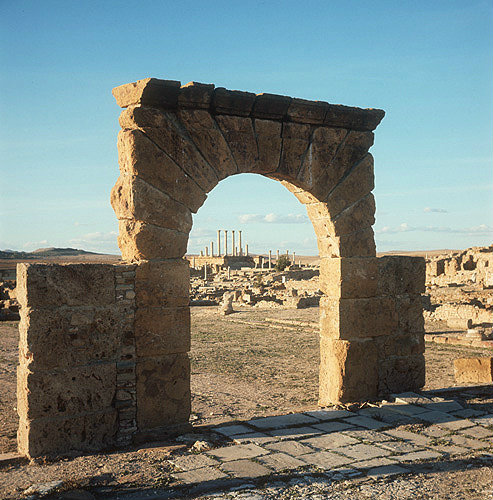 Arch of the Temple of Cybele, Thuburbo Majus, Roman city begun 27 BC, Tunisia
