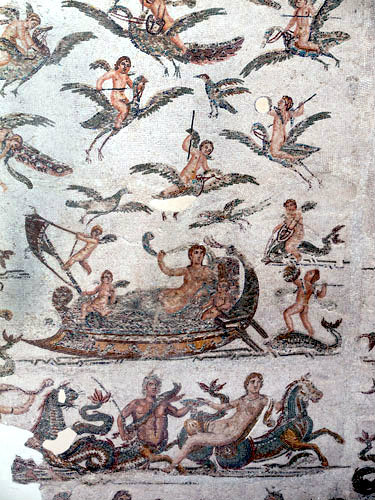 Navigation of Venus,  and flight of Putti and birds, with sea creatures,  Bardo Museum, Tunis, Tunisia