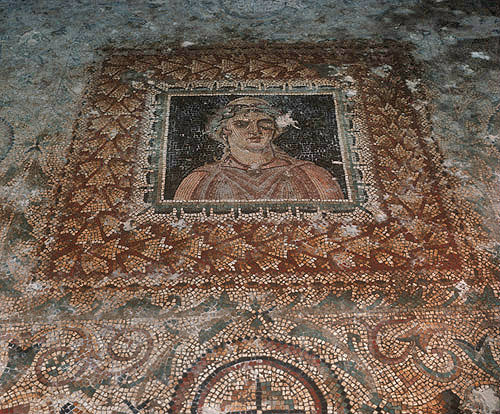 Third century AD mosaic in underground Roman villa known as the Palace of Amphitrite, Bulla Regia, Tunisia
