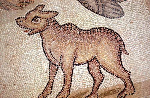 Bear, detail from fifth century floor mosaic in the Great Church, Mopsuestia (Misis), Cilicia, Turkey