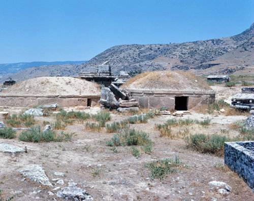 Turkey Hierapolis pair of tumulus tombs in the necropolis