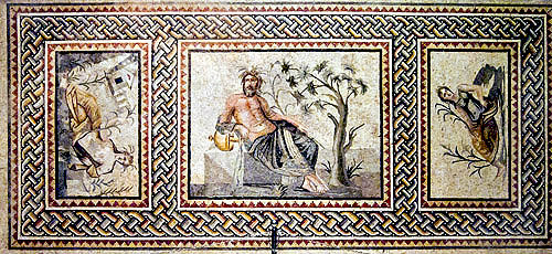 River god Euphrates between two reclining Naiades, 1st to 2nd century, Gaziantep, Zeugma mosaic museum, Turkey