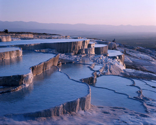Turkey Pamukkale ancient Hierapolis  rock pools formed by the calcium carbonate formations