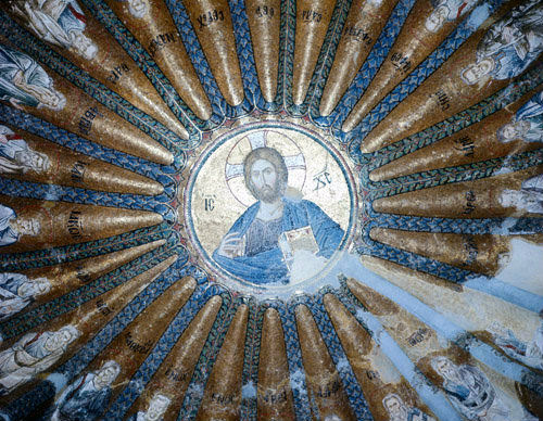 Turkey Istanbul Kariye Camii  Christ Pantocrator medallion in the southern Dome of the Narthex