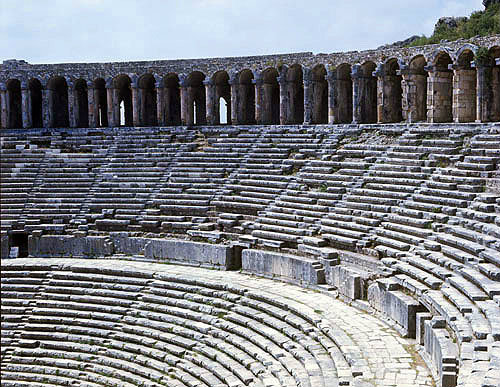 Roman theatre, second century, gallery and upper rows of seating, Aspendos in Pamphylia, Turkey