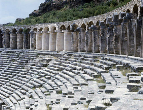 Roman theatre, second century, gallery and uppermost rows of seating, Aspendos in Pamphyilia, Turkey