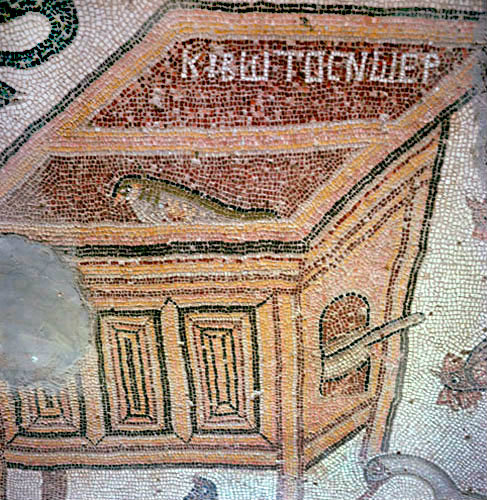 Ark, detail from floor mosaic, church at Mopsuestia (Misis), Cilicia, Turkey