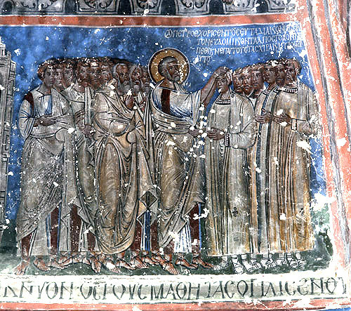 Turkey, Cappadocia, Tokali Kilise (Church of the Buckle) mural of the blessing of the first deacons