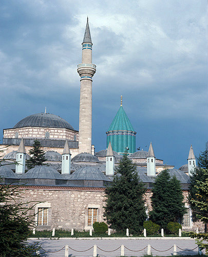 Turkey, Konya, cupola and minaret of the Mevlana Tekke, south west aspect, Mevlana was the founder of the whirling dervishes