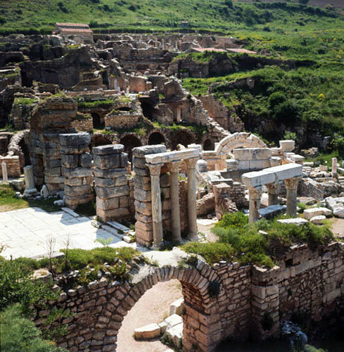 Turkey Ephesus view of the Roman villa across Hadrian