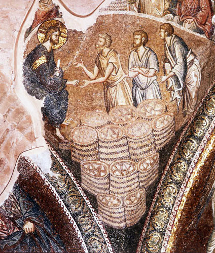 Turkey, Istanbul, Kariye Camii, mosaic of feeding the five thousand 14th century
