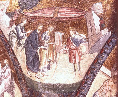 Christ heals a deaf and dumb man, 14th century mosaic, Kariye Camii, Istanbul, Turkey
