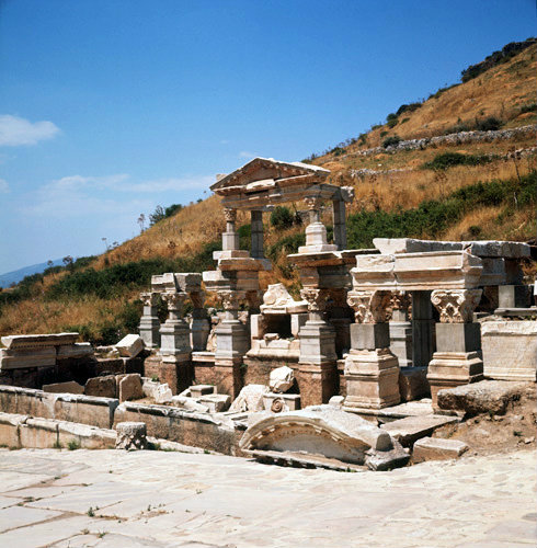 Turkey Ephesus the Fountain of Trajan at the top end of the Street of the Curetes