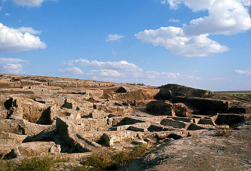Catal Huyuk, 7500-5700 BC, general view of neolithic site from the west, south Anatolia, Turkey