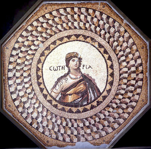 Personification of Sartoria, fifth century mosaic from Narlica, near Antioch, Archaeological Museum, Antioch, Turkey