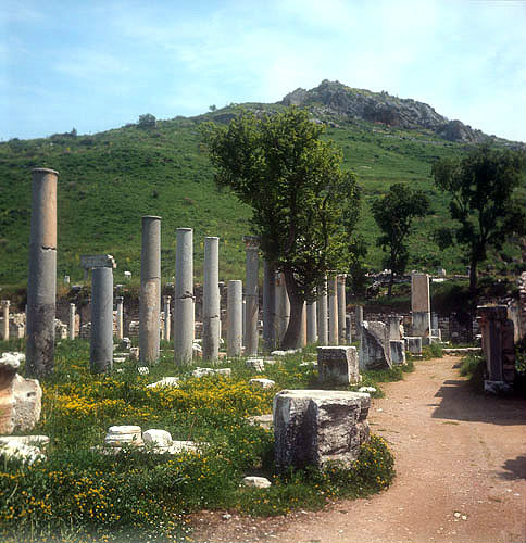 Commercial Agora looking towards Mount Pion, Ephesus, Turkey