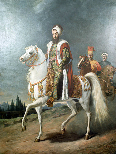 Selim III, 1789-1807,  on horseback, painted by Hippolite Berteaux, Topkapi Palace Museum, Istanbul, Turkey