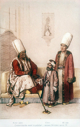Group of Turkish men, nineteenth century painting by Arif Pasa, Istanbul, Turkey
