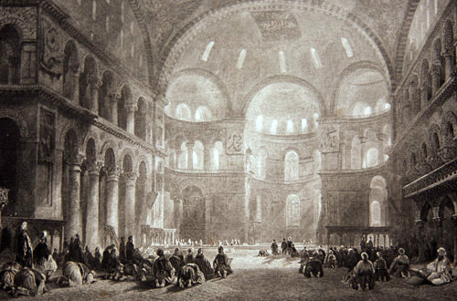 Engraving of Hagia Sophia  by Thomas Allom 1804-1872