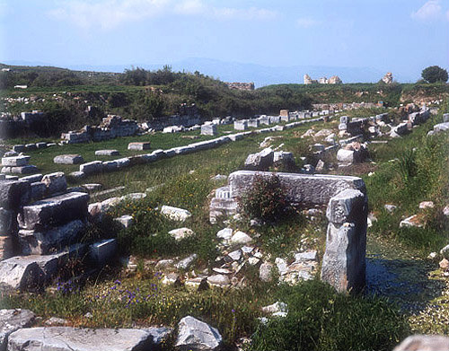 South agora dating from hellenistic period, corner, Miletus, Turkey