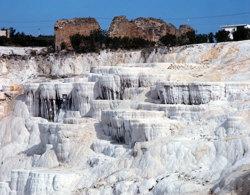 Turkey Pamukkale ancient Hierapolis  the calcium carbonate formations made by the hot springs