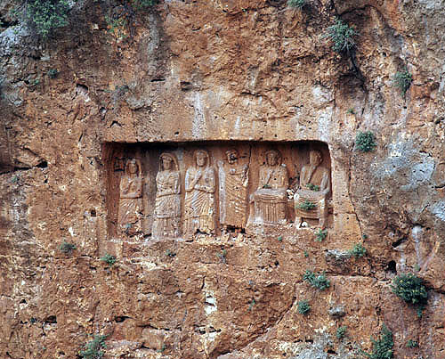 Byzantine funerary relief situated near bottom of ravine, Kanytelis, ancient city near Elaiussa Sebaste on south east coast of Turkey