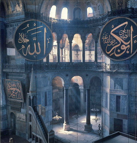 Turkey, Istanbul, interior of Hagia Sophia  east end showing the Mimbah