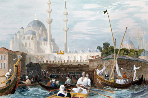 Turkey, the Sultan Valide Mosque or Yeni Cami, 1840 engraving by W.H.Bartlett  painted by Laura Lushington