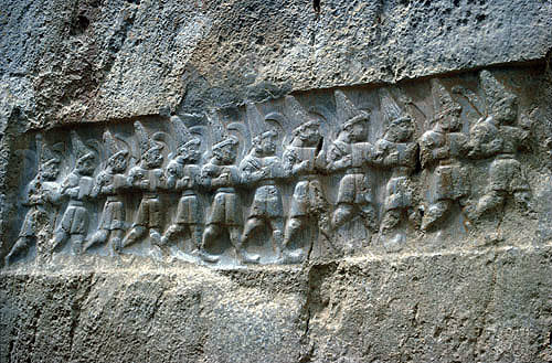 Turkey, Yazlilkaya, Hittite relief carving of a  procession of gods