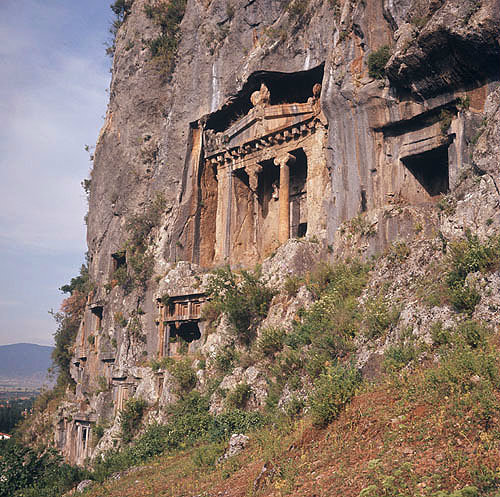 Lycian tomb, fourth century BC, Fethiye (ancient Telmessus), Turkey