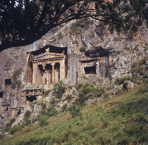 Lycian tomb, fourth century BC, Fethiye (ancient Telmessus), Turkey