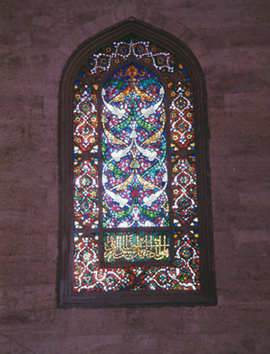 Turkey Istanbul the Suleymaniye Mosque detail of a window attributed to Sarhos Ibrahim 1550-1557