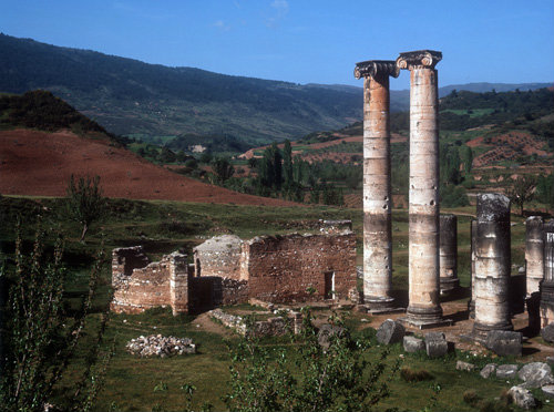 Turkey, Sardis, The Temple of Artemis 150 AD and Byzantine chapel at east end