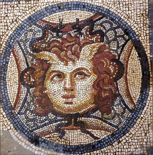 Turkey Ephesus  mosaic of Medusa in one of the Roman Villas 2nd century AD