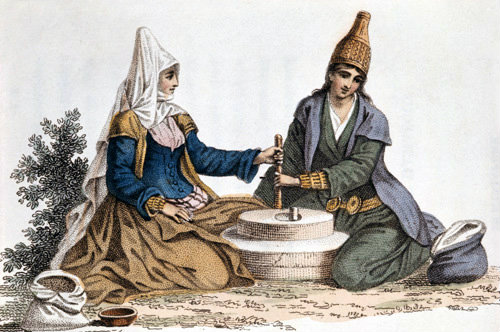 Turkey, grinding corn, miniature 1822AD