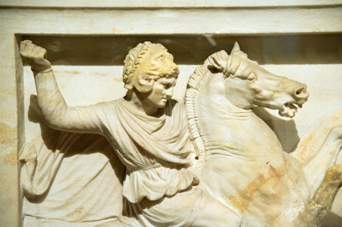 Alexander the Great, detail from fourth century Alexander sarcophagus found in Sidon, now in Archaeological Museum, Istanbul, Turkey