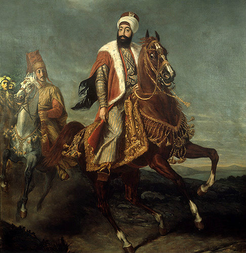 Sultan Mahmud II 1808-1835 portrait painted by Hippolite Berteaux and now in the Topkapi Palace Museum, Istanbul, Turkey