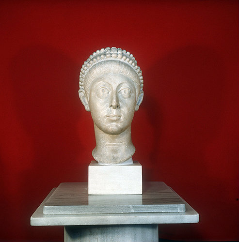 Arcadius, Byzantine Emperor from 395 to 408 AD, sculpted head found at Beyazid, Archaeological Museum, Istanbul, Turkey