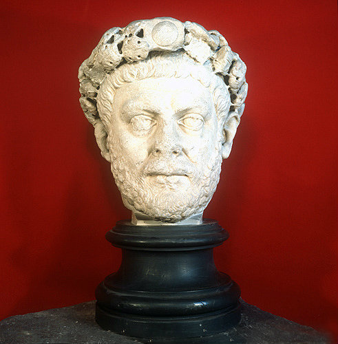Diocletian, Roman Emperor from 284 to 305 AD, sculpted head found at Izmit, Archaeological Museum Istanbul