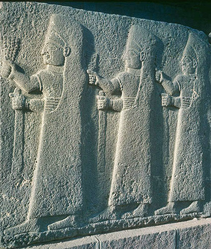 Relief of procession of priestesses, from Carchemish, 900 BC, now in Hittite Musuem, Ankara, Turkey