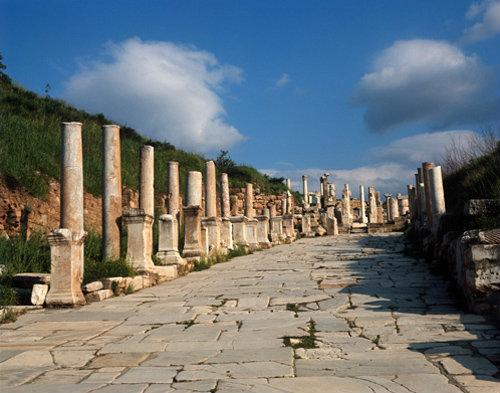 Turkey Ephesus view of the Street of the Curetes which leads to the Magnesian Gate Roman period