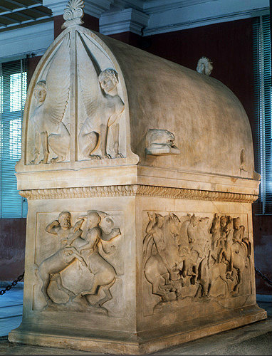 Lycian Sarcophagus from the royal cemetery at Sidon, 4th century BC, Archaeological Museum, Istanbul, Turkey