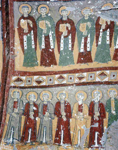 Turkey, Cappadocia,  Doctors of the Church, mural in Yilan Kilise, the Church of the Serpent in the Ihlara Valley